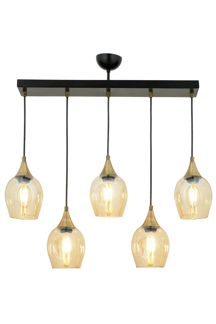 Avonni AV-65234-5Y-BSY Siyah Boya Modern Avize E27 Metal Cam 75x10 cm