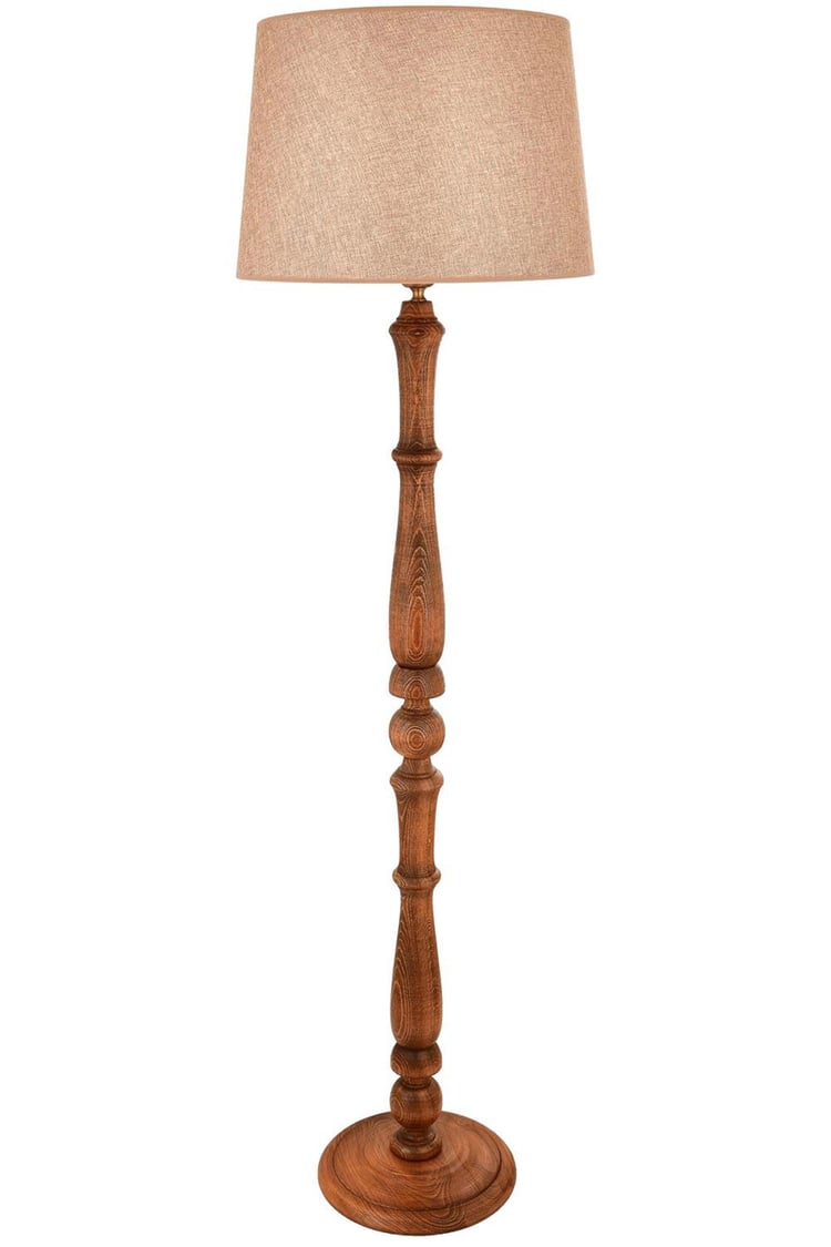 Avonni LM-9144-1E Ceviz Boya Lambader E27 Ahşap Kumaş 45 cm