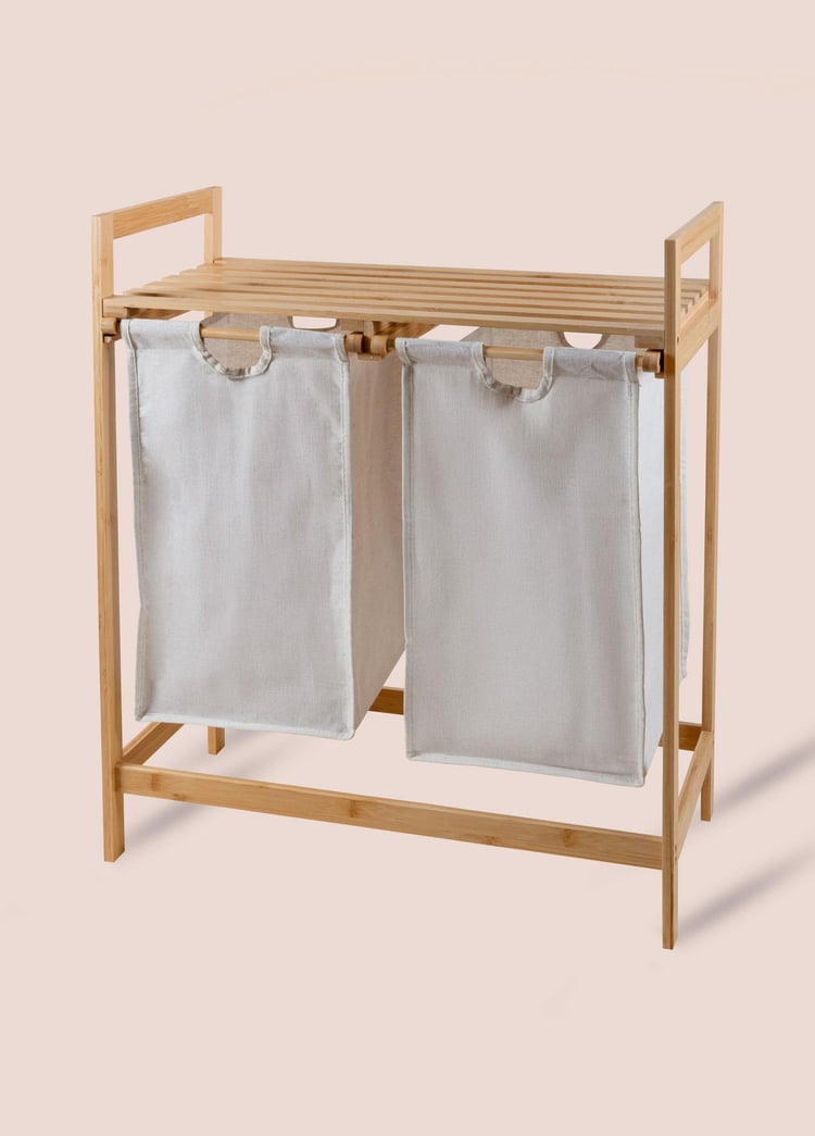 Bambu 2 Bölmeli Çamaşır Sepeti 74x64x33 Cm