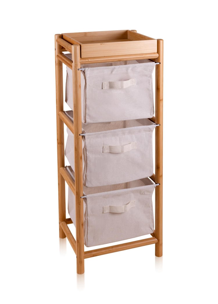 Bambu 3 Bez Çekmeceli Düzenleyici Dolap Raf 90x35x30 Cm