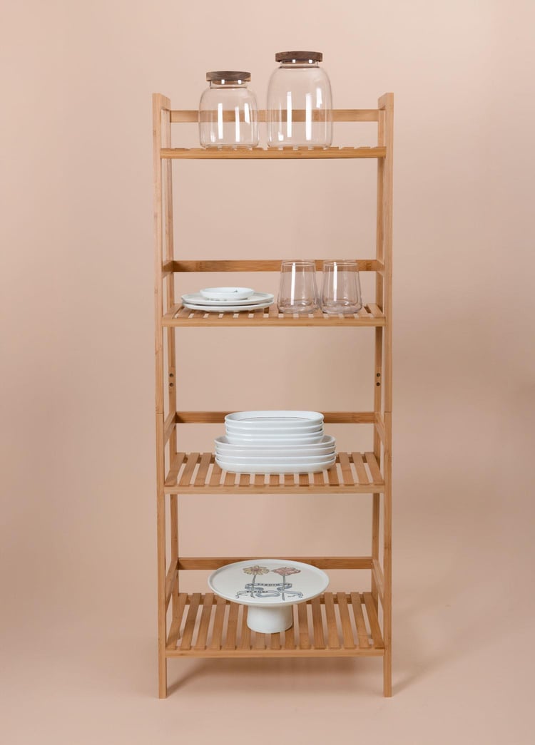 Bambu 4 Katlı Düzenleyici Dolap Raf 120x49x32 Cm