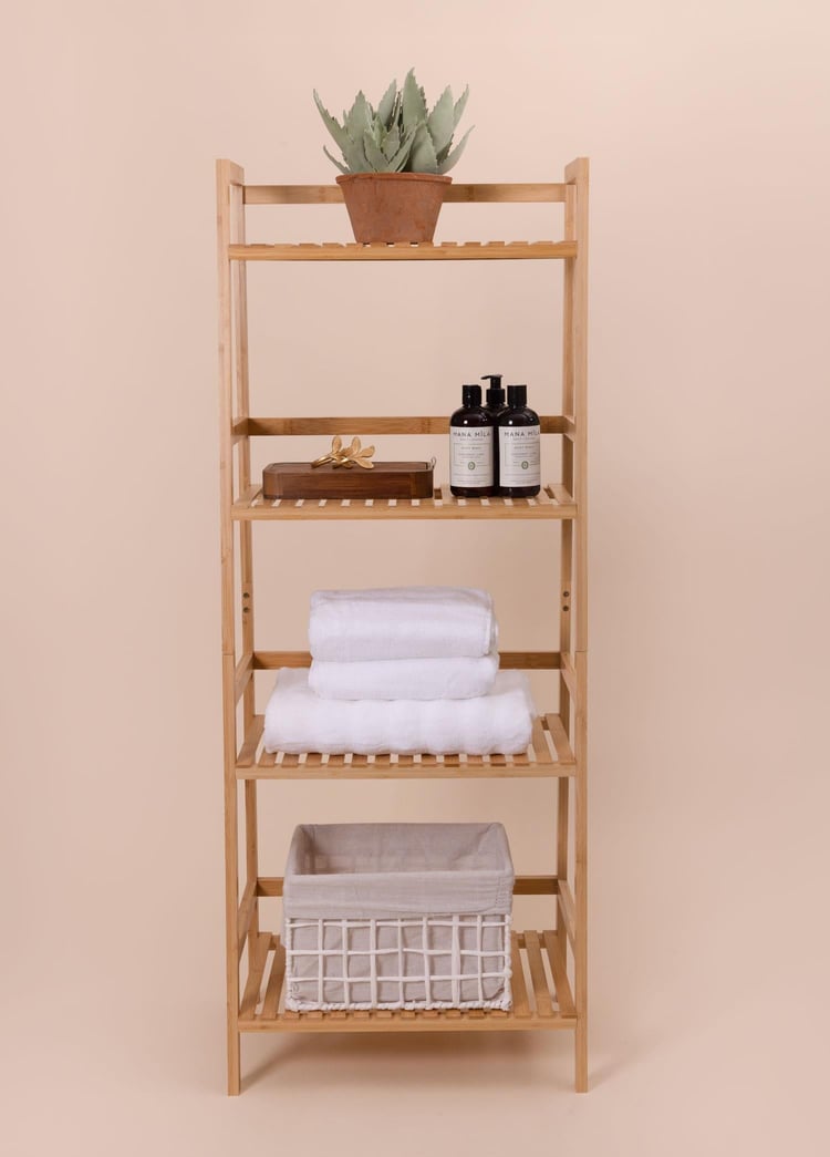 Bambu 4 Katlı Düzenleyici Dolap Raf 120x49x32 Cm