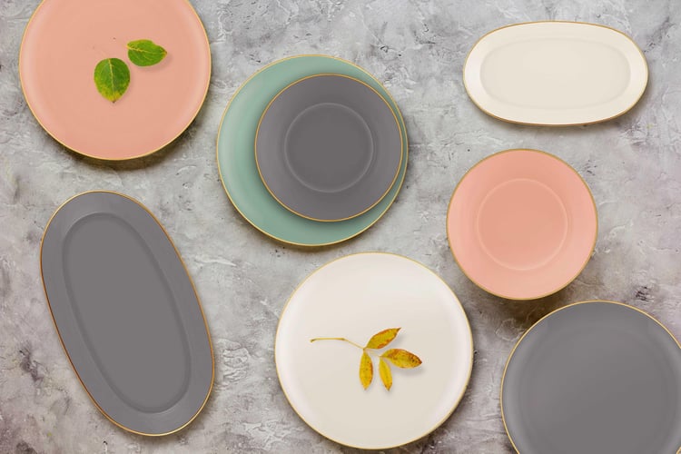 Basic Oval Servis Somon Pembe 2li Set 29cm