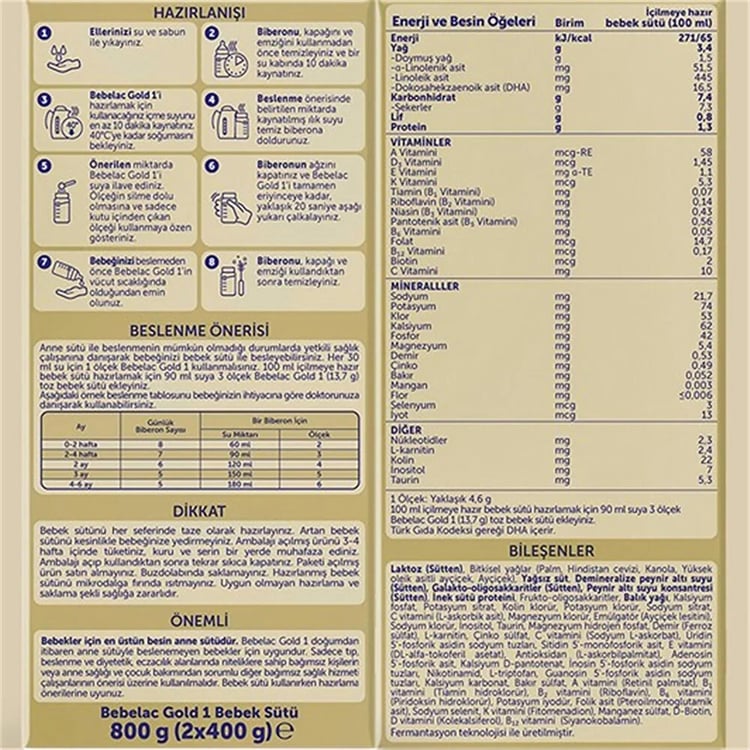 Bebelac Gold 1 800 Gr Vitamin Prebiyotik