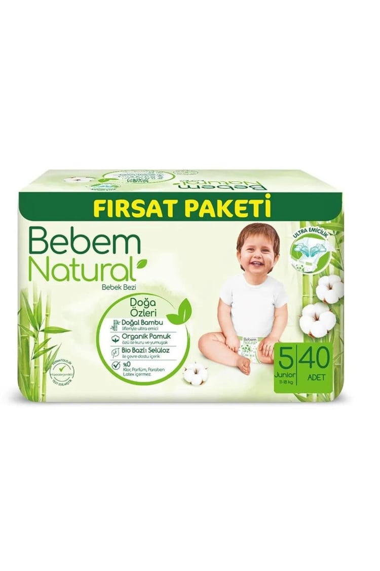 Bebem Natural Bebek Bezi Midi 5 Beden Fırsat Paketi 40 Adet