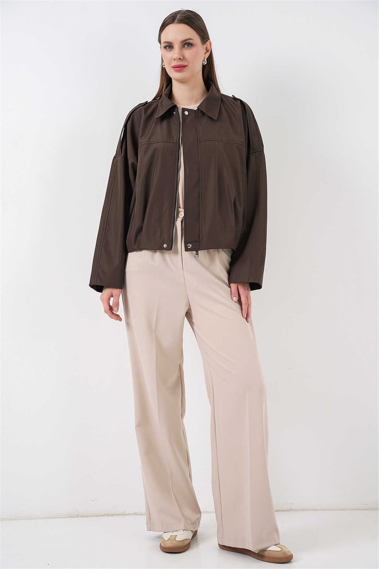 Bigdart 0732 Kahverengi Kadın Bomber Trenc 36-42
