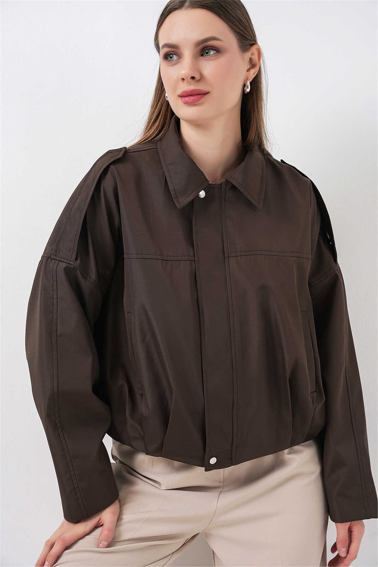 Bigdart 0732 Kahverengi Kadın Bomber Trenc 36-42
