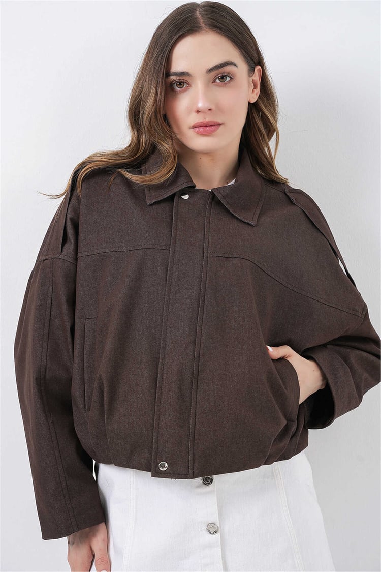 Bigdart 0737 Kahverengi Kadın Bomber Kot Ceket 36-42