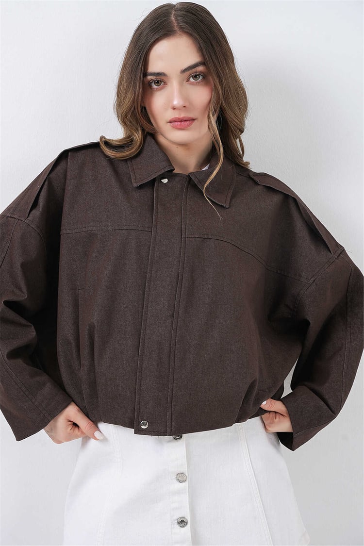 Bigdart 0737 Kahverengi Kadın Bomber Kot Ceket 36-42