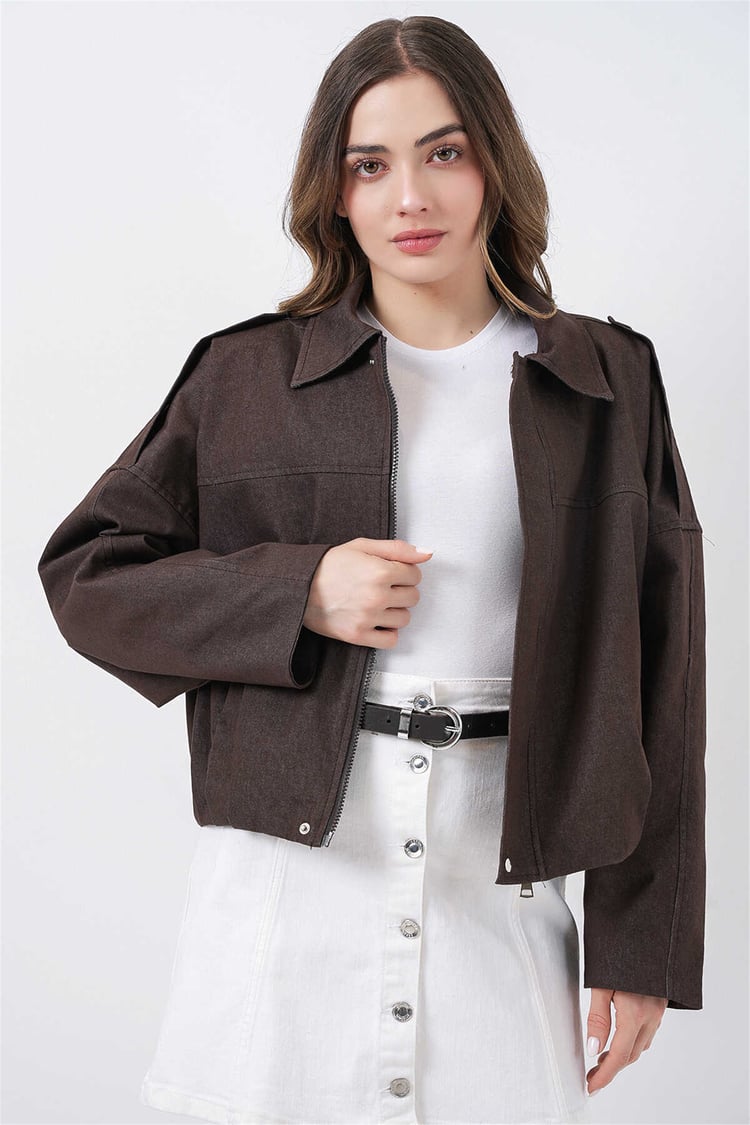 Bigdart 0737 Kahverengi Kadın Bomber Kot Ceket 36-42