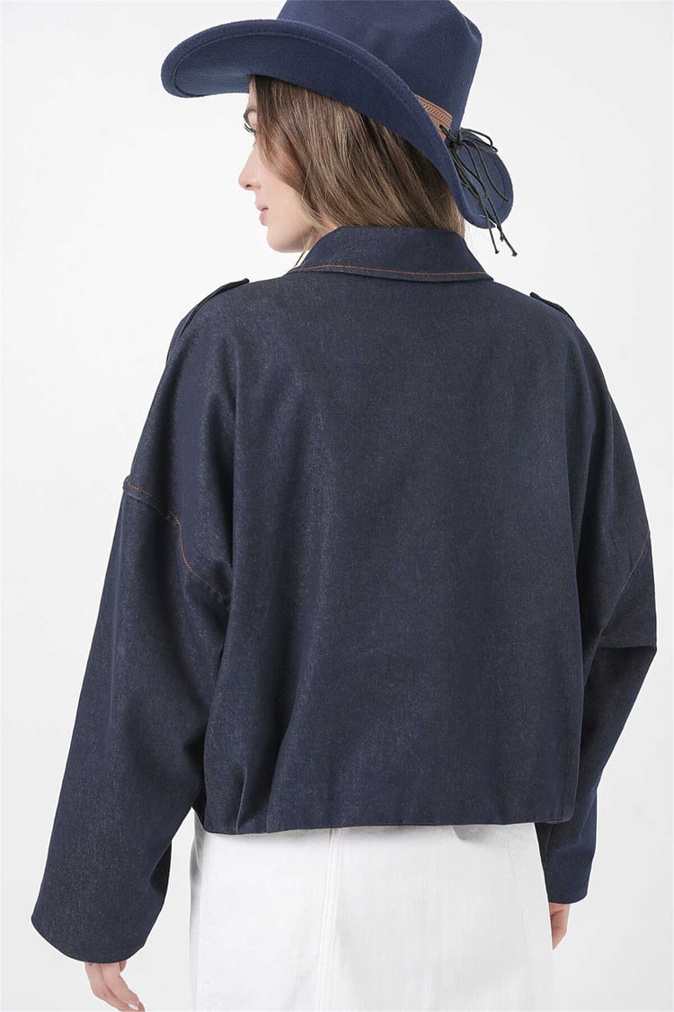 Bigdart 0737 Lacivert Kadın Bomber Kot Ceket 36-42