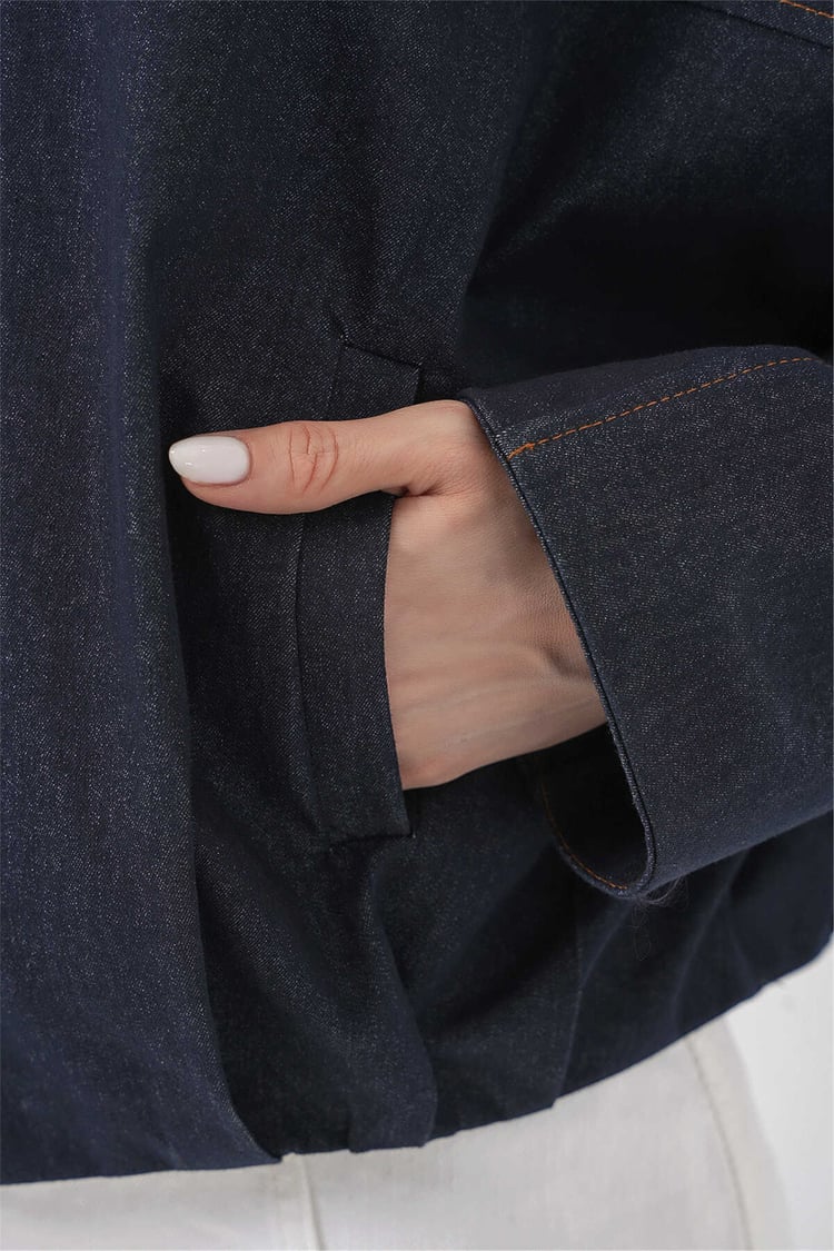 Bigdart 0737 Lacivert Kadın Bomber Kot Ceket 36-42