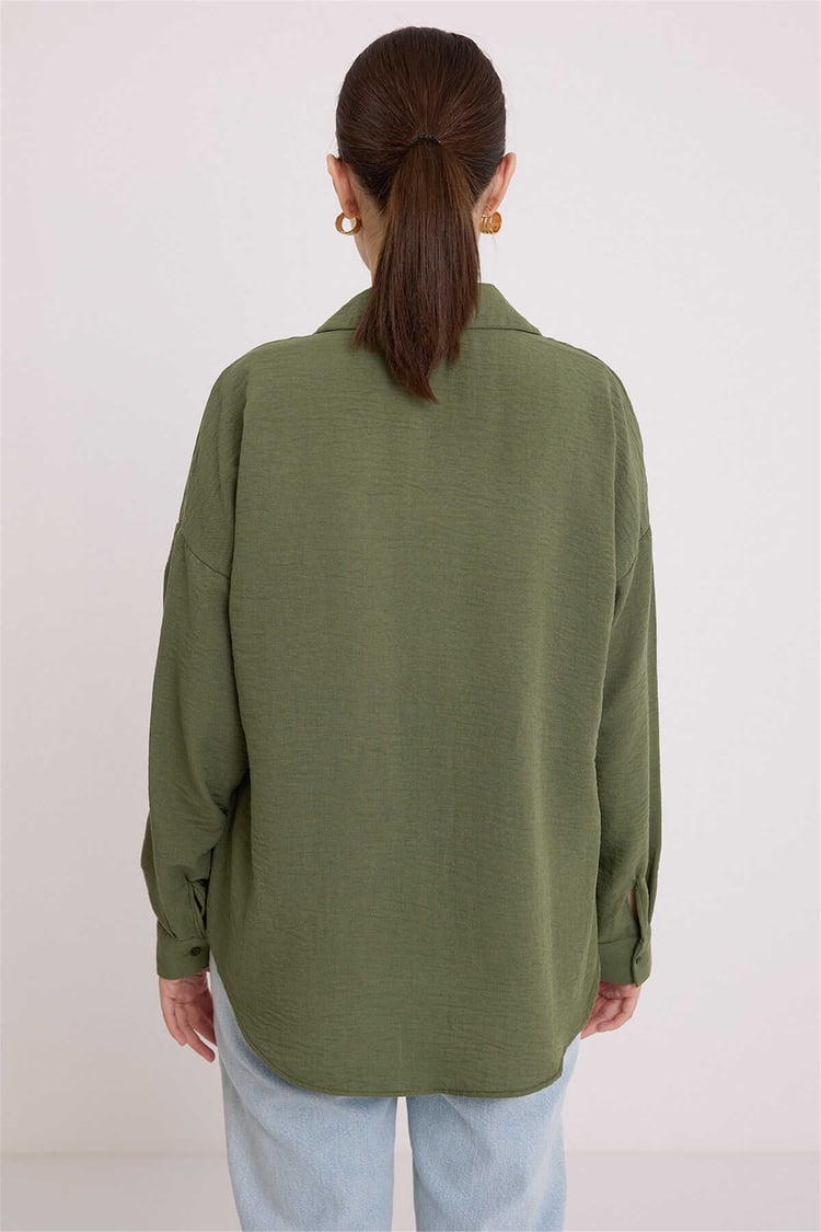 Bigdart 20153 Haki Kadın Gömlek 36-44