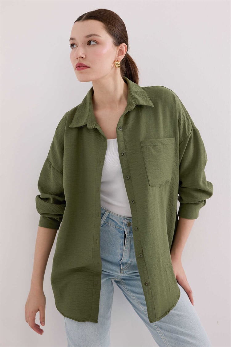 Bigdart 20153 Haki Kadın Gömlek 36-44