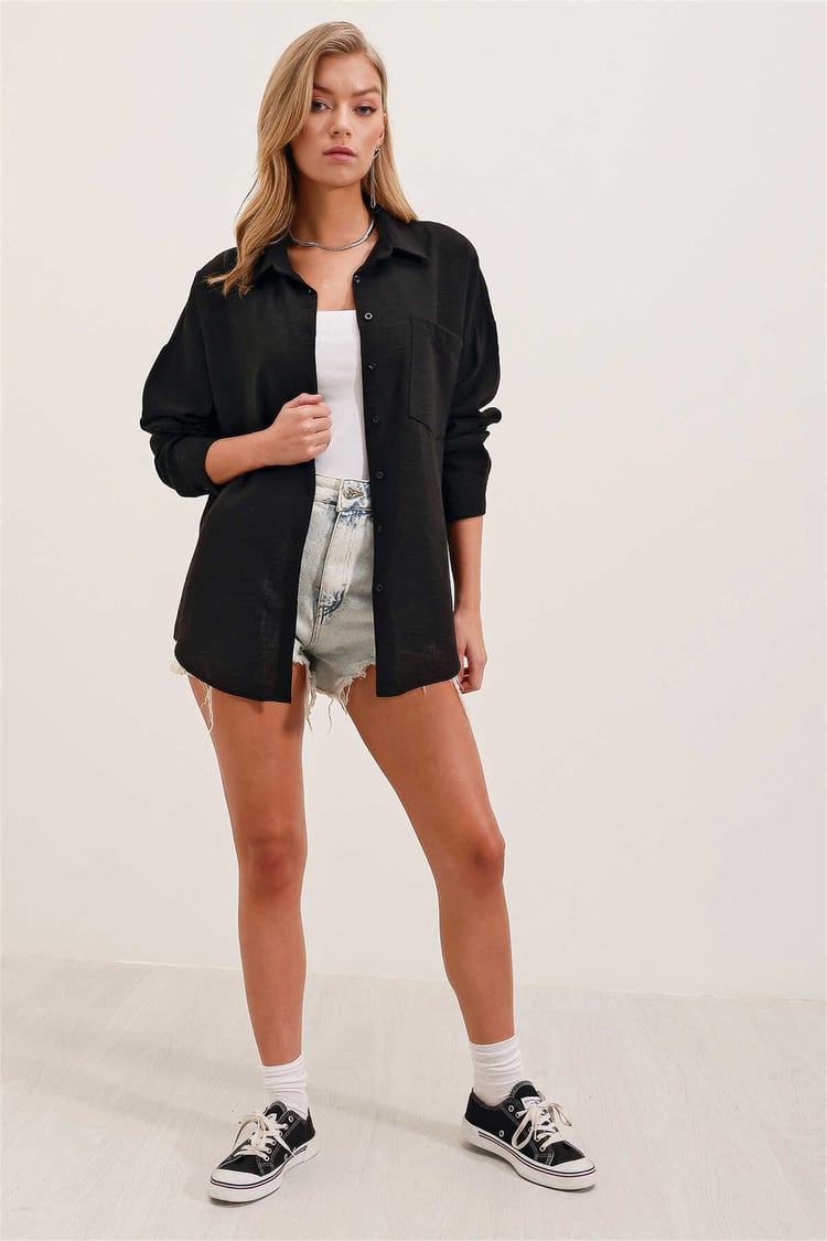 Bigdart 20153 Siyah Kadın Gömlek