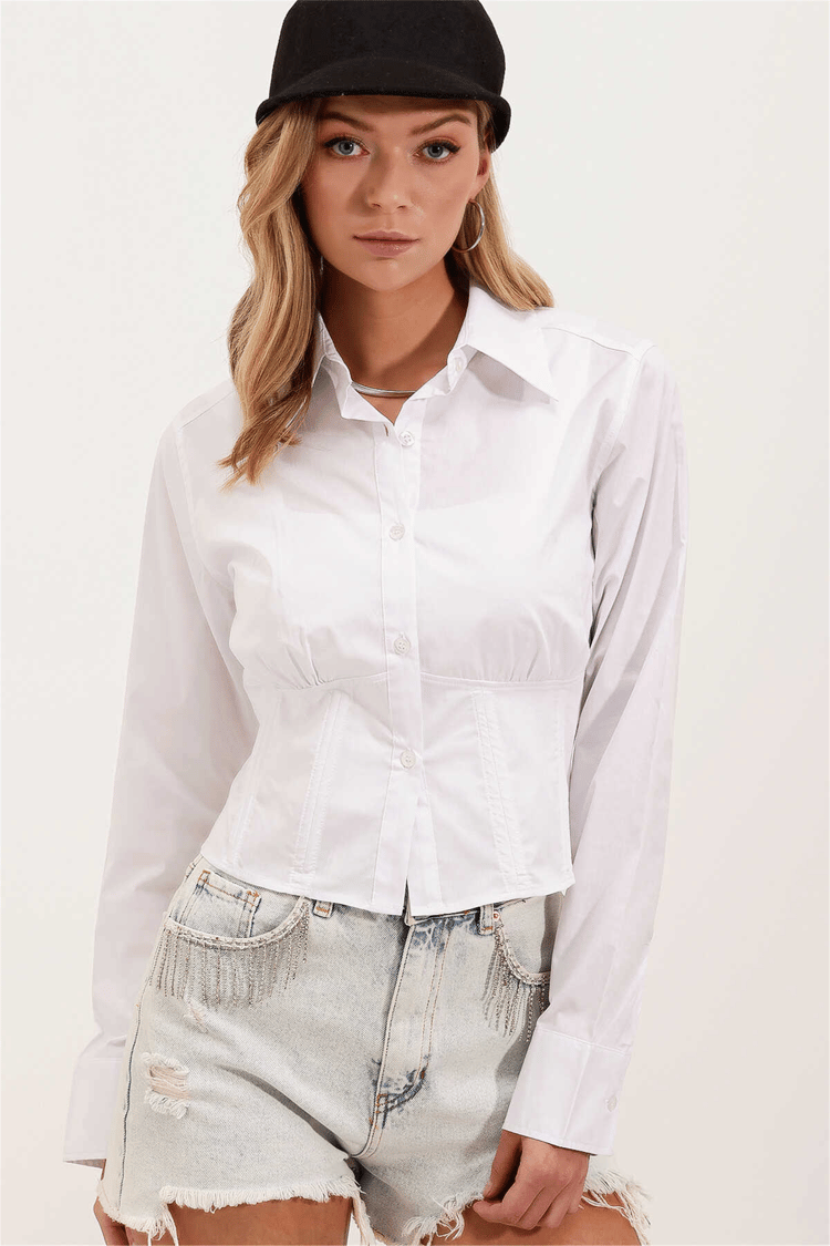 Bigdart 20231 Beyaz Kadın Gömlek