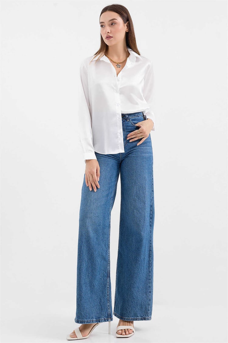 Bigdart 3964 Beyaz Kadın Gömlek