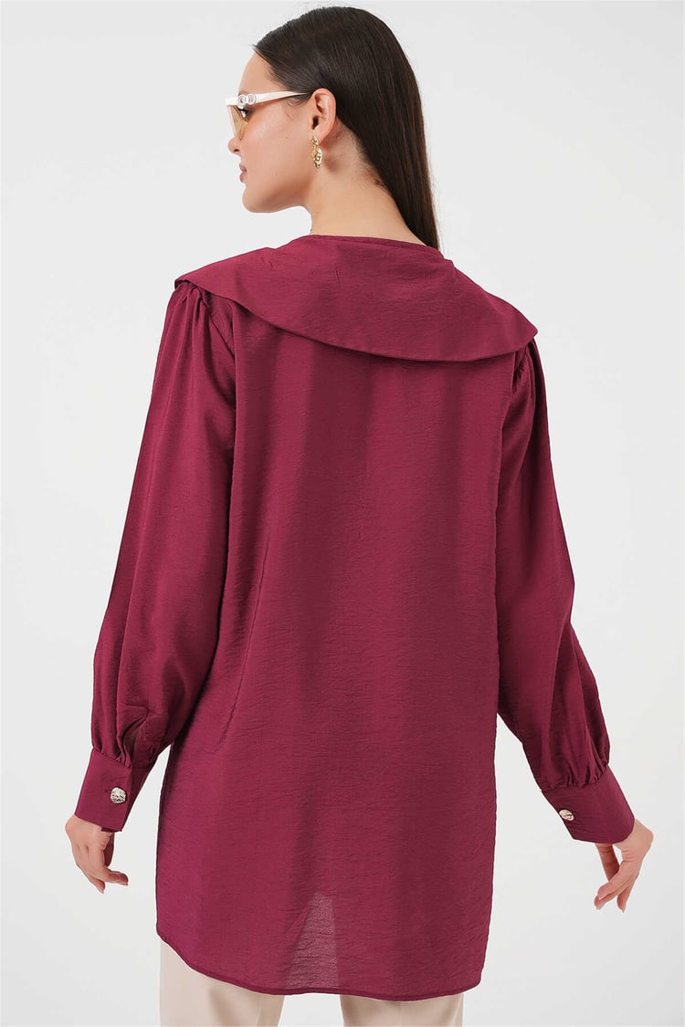 Bigdart 5967 Bordo Kadın Bebe Yaka Tunık 36-44