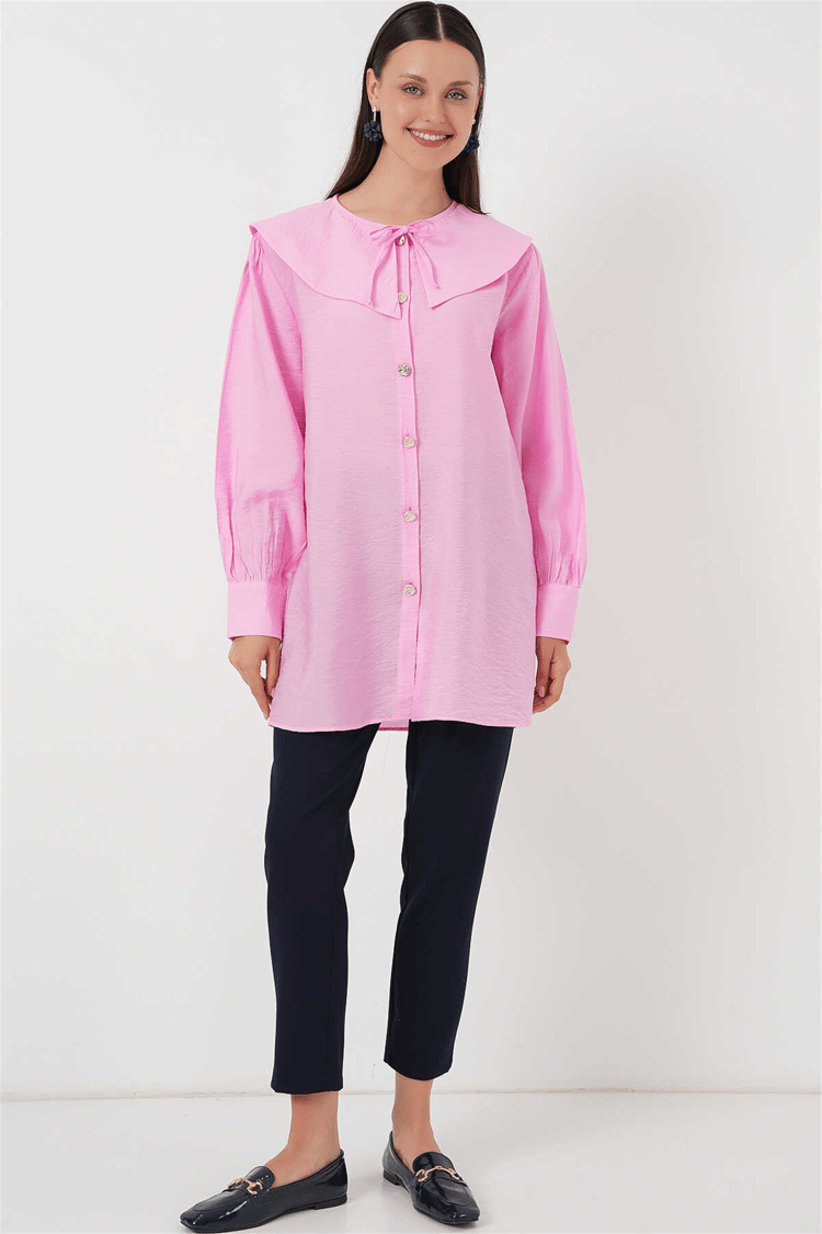 Bigdart 5967 Pembe Kadın Bebe Yaka Tunık 36-44
