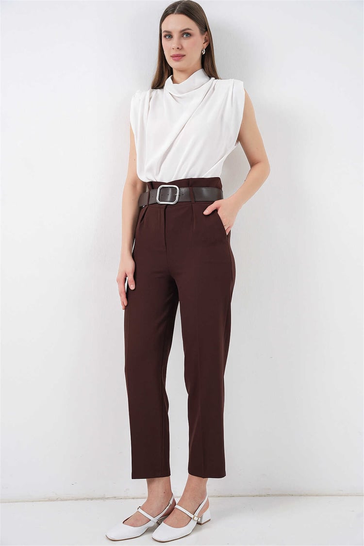 Bigdart 6556 Kahve Kemerlı Kumaş Pantolon