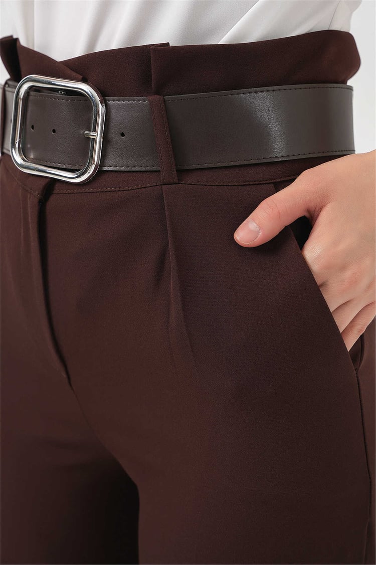 Bigdart 6556 Kahve Kemerlı Kumaş Pantolon