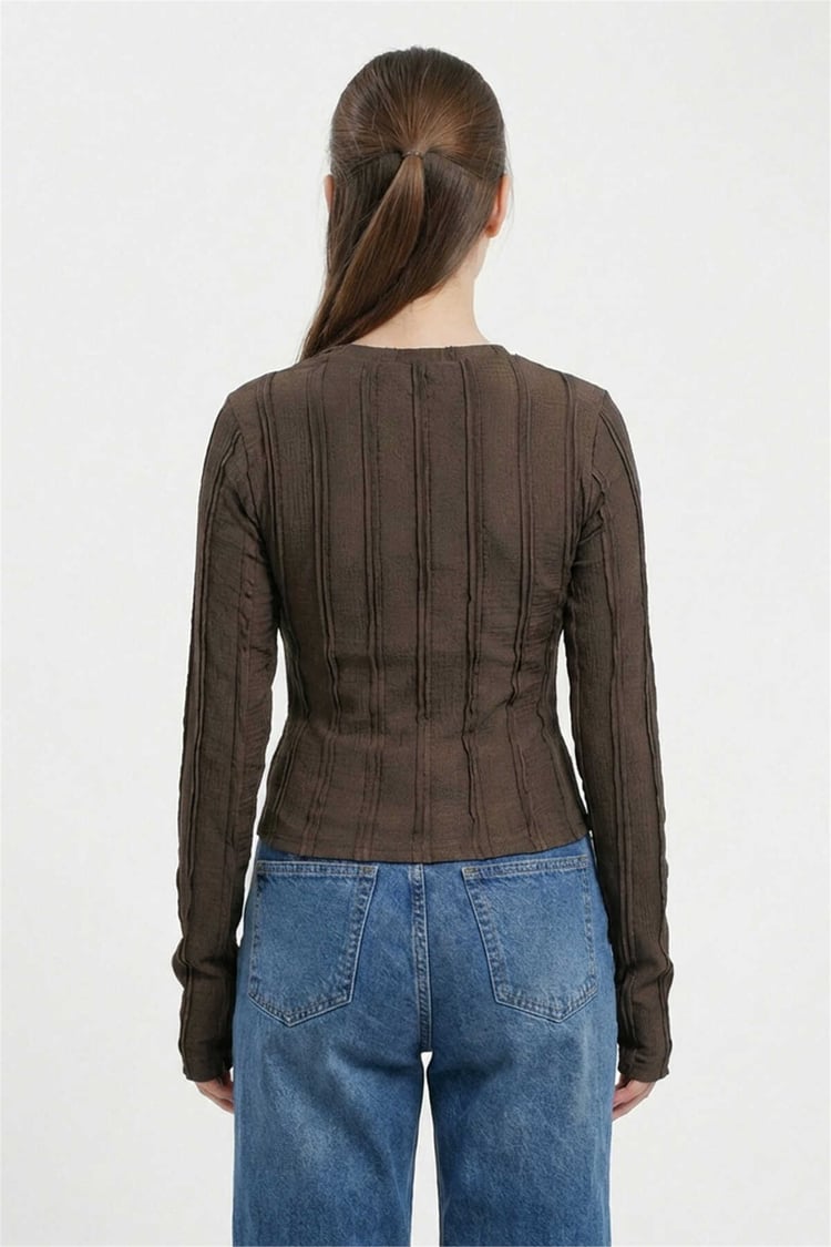 Bigdart 980 Kahverengi Kadın Bluz 36-42