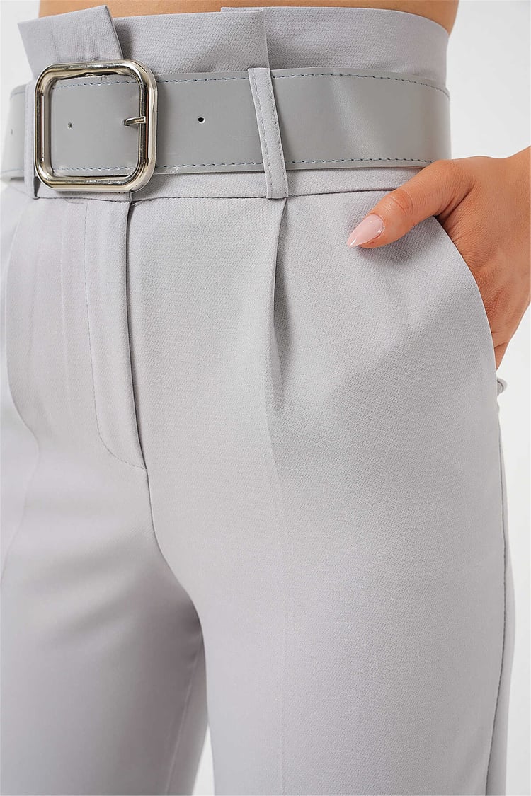 Bigdart Y26 6556 Gri Kemerlı Kumas Pantolon 36-44