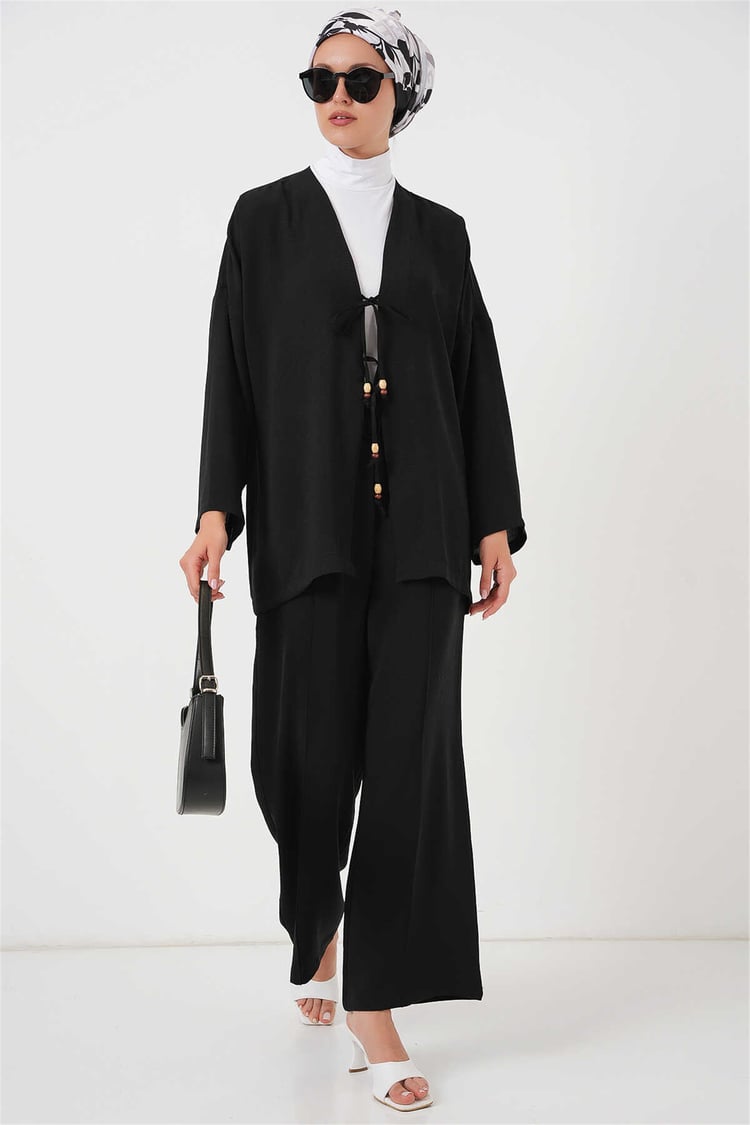 Bigdart Y26 6739 Siyah Ayrobin Kimono İkili Takım 36-44