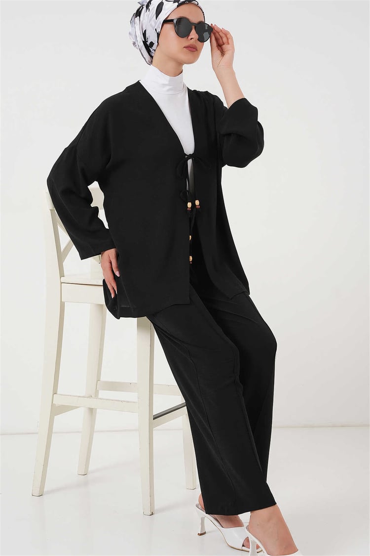 Bigdart Y26 6739 Siyah Ayrobin Kimono İkili Takım 36-44