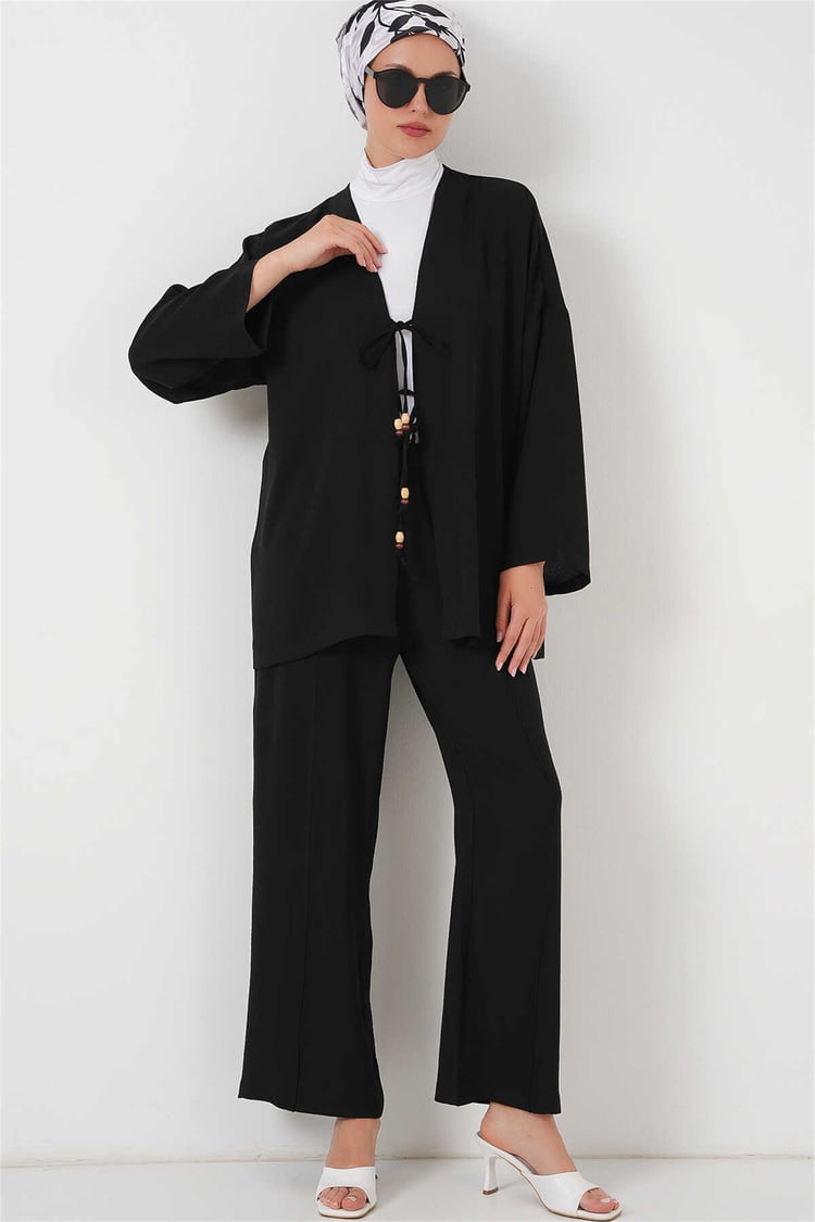 Bigdart Y26 6739 Siyah Ayrobin Kimono İkili Takım 36-44