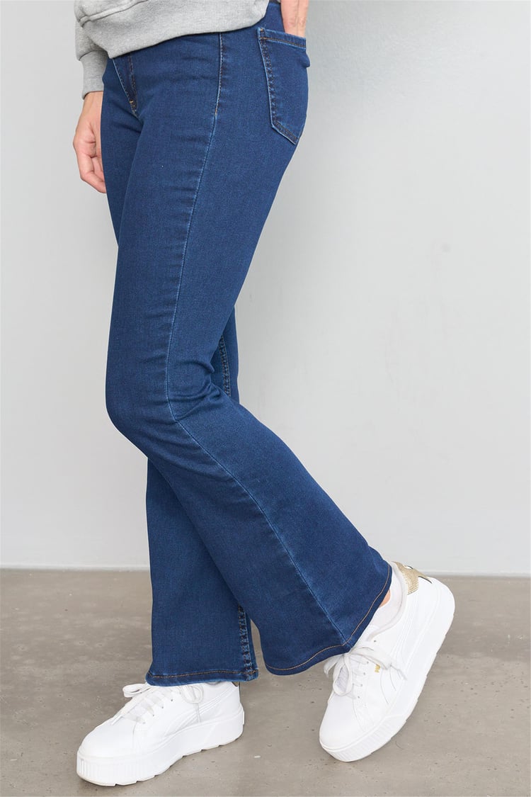 Blue Turtle 5005 Lacivert Kadın İspanyol Paça Pantolon Kot Pantolon Denim