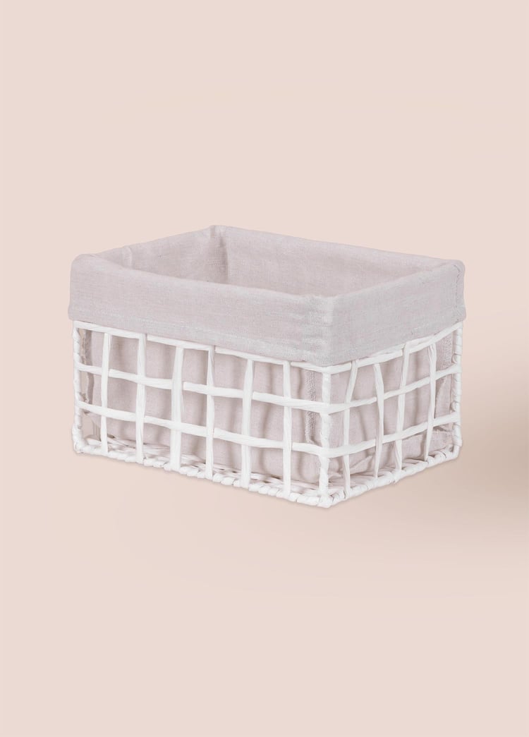 Braid Hasır Organizer Sepet Beyaz 26x18x16 cm