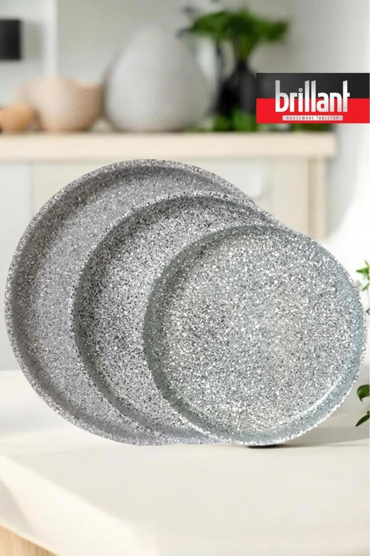 BRİLLANT TEPSİ SETİ EZM-TP-6305 PETRA 28-32-36cm GRİ x4
