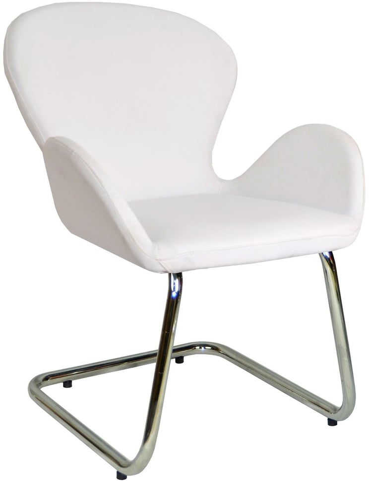 Bürocci Roberta Kromajlı Z Ayaklı Misafir Koltuğu-Beyaz Deri-2069J0109
