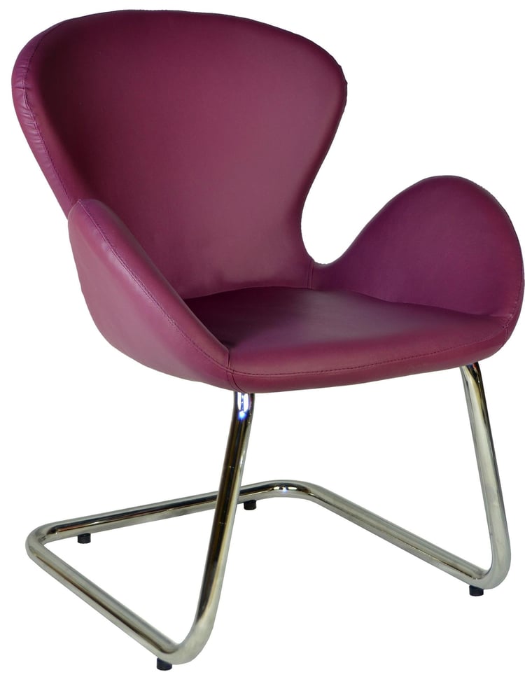 Bürocci Roberta Kromajlı Z Ayaklı Misafir Koltuğu-Mor Deri-2069J0124