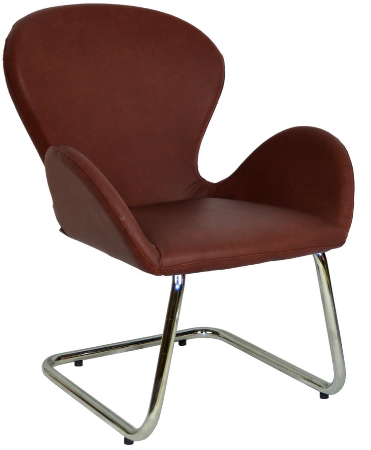 Bürocci Roberta Kromajlı Z Ayaklı Misafir Koltuğu-Kahverengi Deri-2069J0121