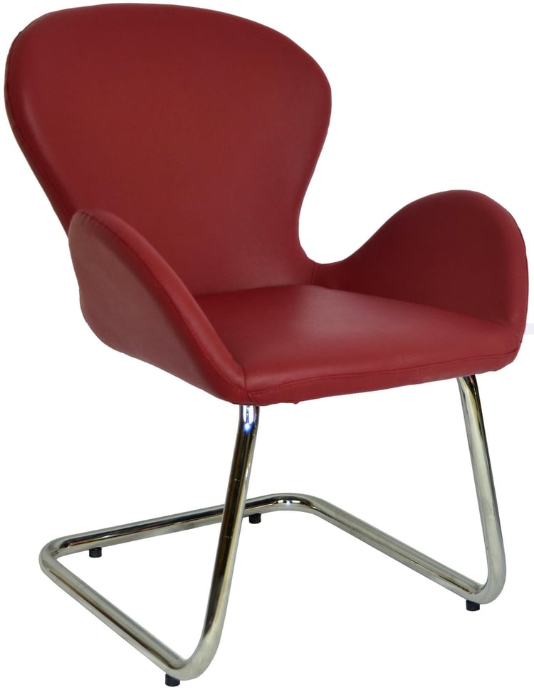Bürocci Roberta Kromajlı Z Ayaklı Misafir Koltuğu-Bordo Deri-2069J0102