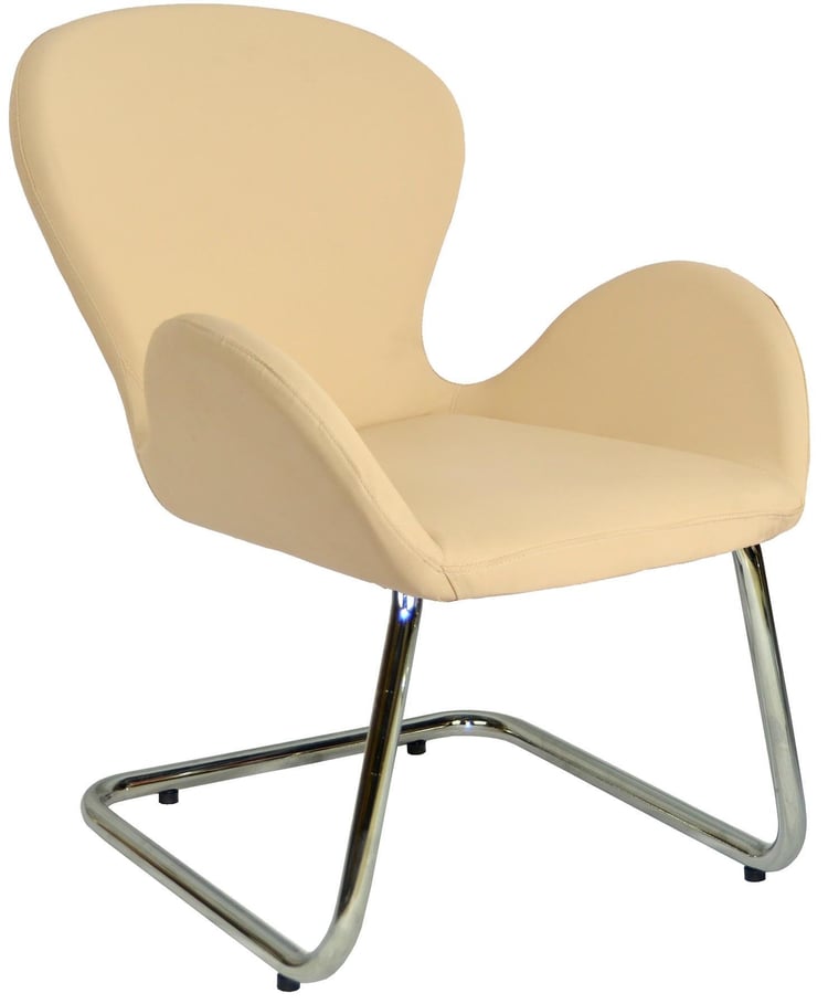 Bürocci Roberta Kromajlı Z Ayaklı Misafir Koltuğu-Krem Deri-2069J0115