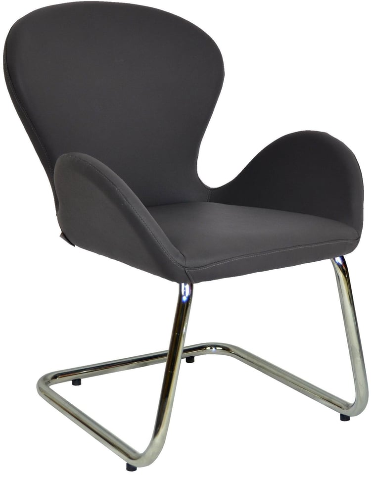 Bürocci Roberta Kromajlı Z Ayaklı Misafir Koltuğu-Gri Deri-2069J0125