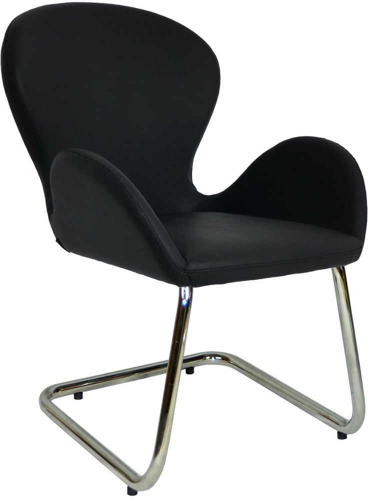 Bürocci Roberta Kromajlı Z Ayaklı Misafir Koltuğu-Siyah Deri-2069J0101