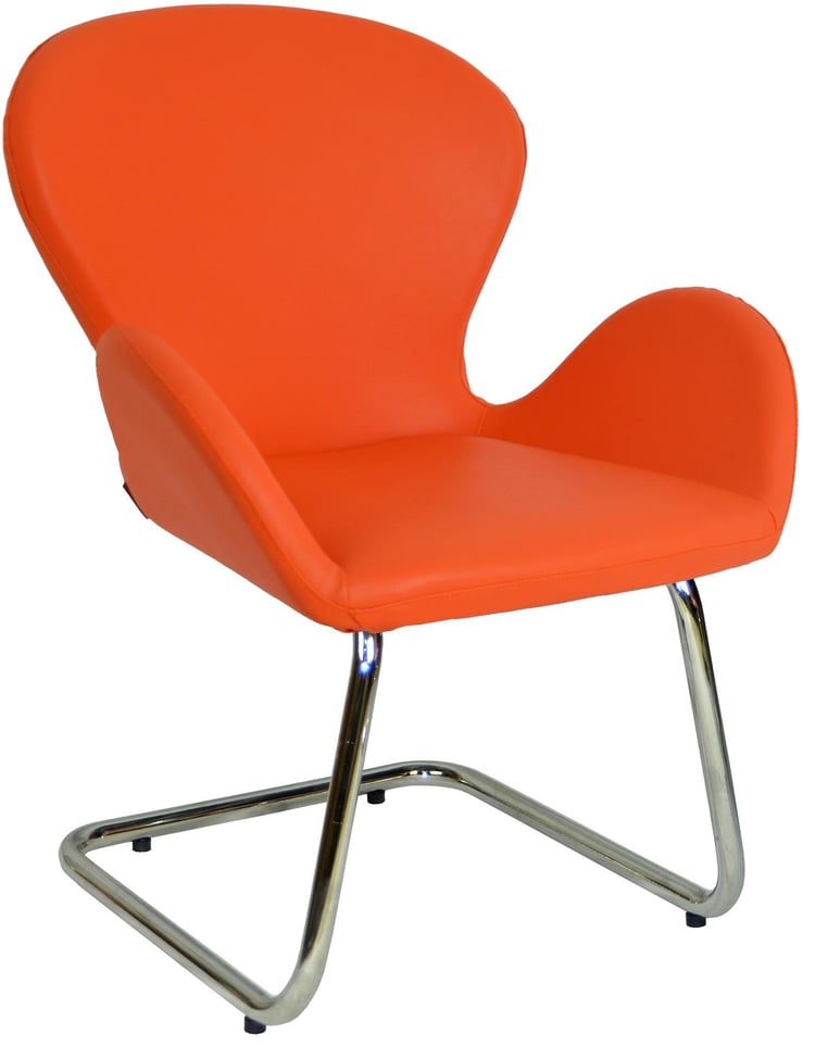 Bürocci Roberta Kromajlı Z Ayaklı Misafir Koltuğu-Turuncu Deri-2069J0123