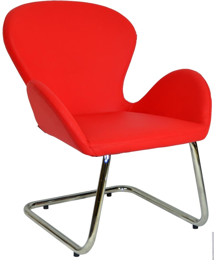 Bürocci Roberta Kromajlı Z Ayaklı Misafir Koltuğu-Kırmızı Deri-2069J0116