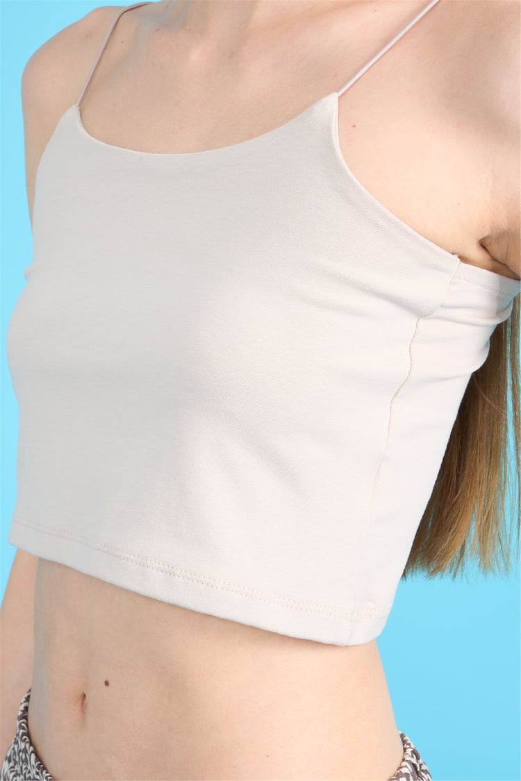 C.K Y26 8453 Fithit Byn Ip Askılı Penye Crop Atlet Vizon