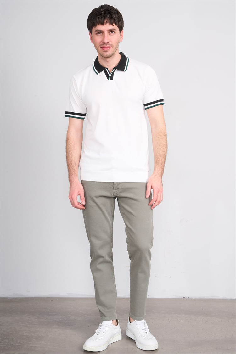 C.K Y26 804 Beyaz Erkek Triko Polo Yaka Tişört M-Xxl