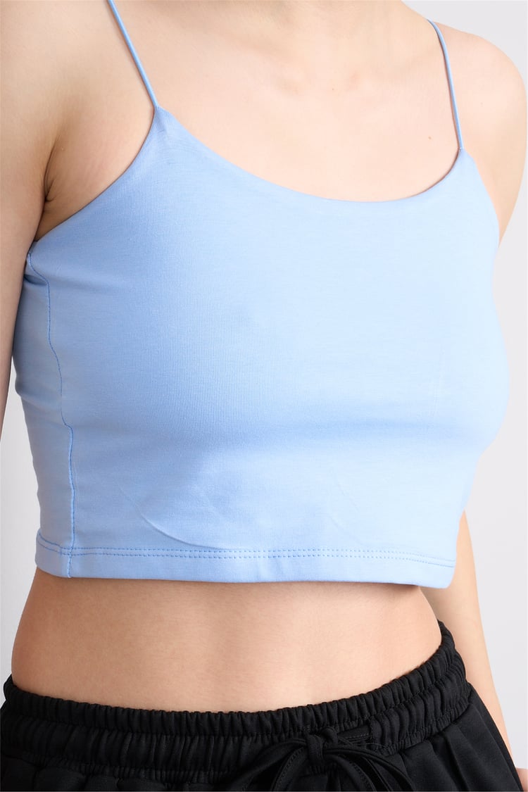 C.K Y26 8453 Fithit Byn Ip Askılı Penye Crop Atlet Bebe Mavi