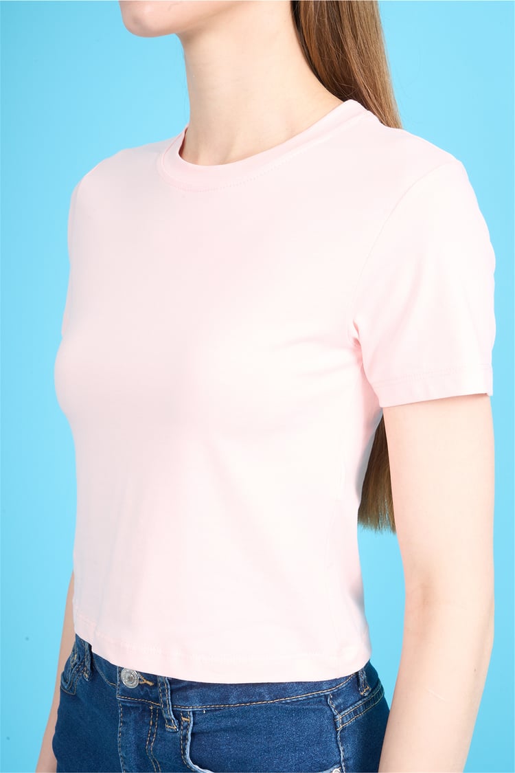 C.K Y26 8505 Fithit Byn B.Yk Penye Crop T-shirt Pembe