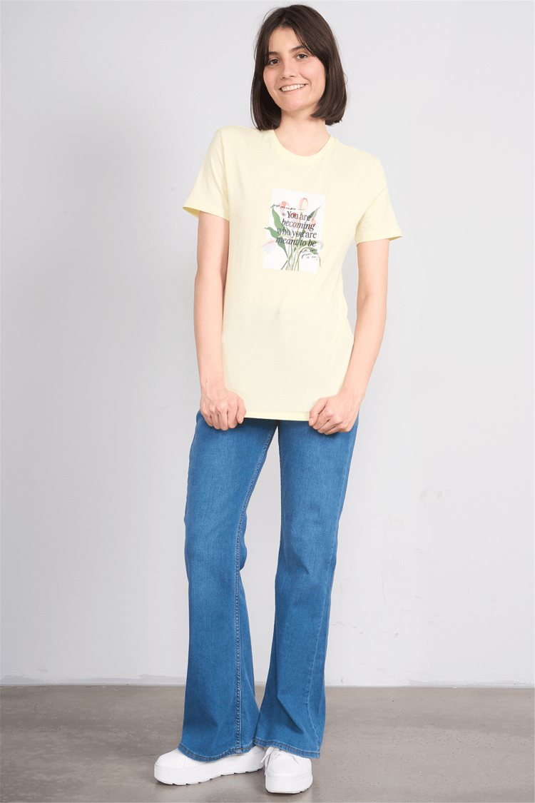 C.K Y26 8787 Fithit Byn B.Yk Regular Baskılı T-shirt U.Sarı