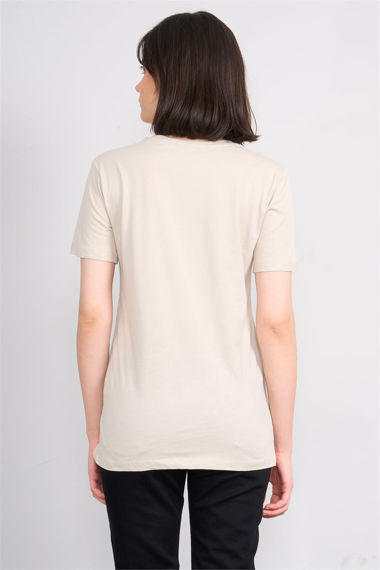C.K Y26 8790 Fithit Byn B.Yk Regular Nakışlı T-shirt Vizon