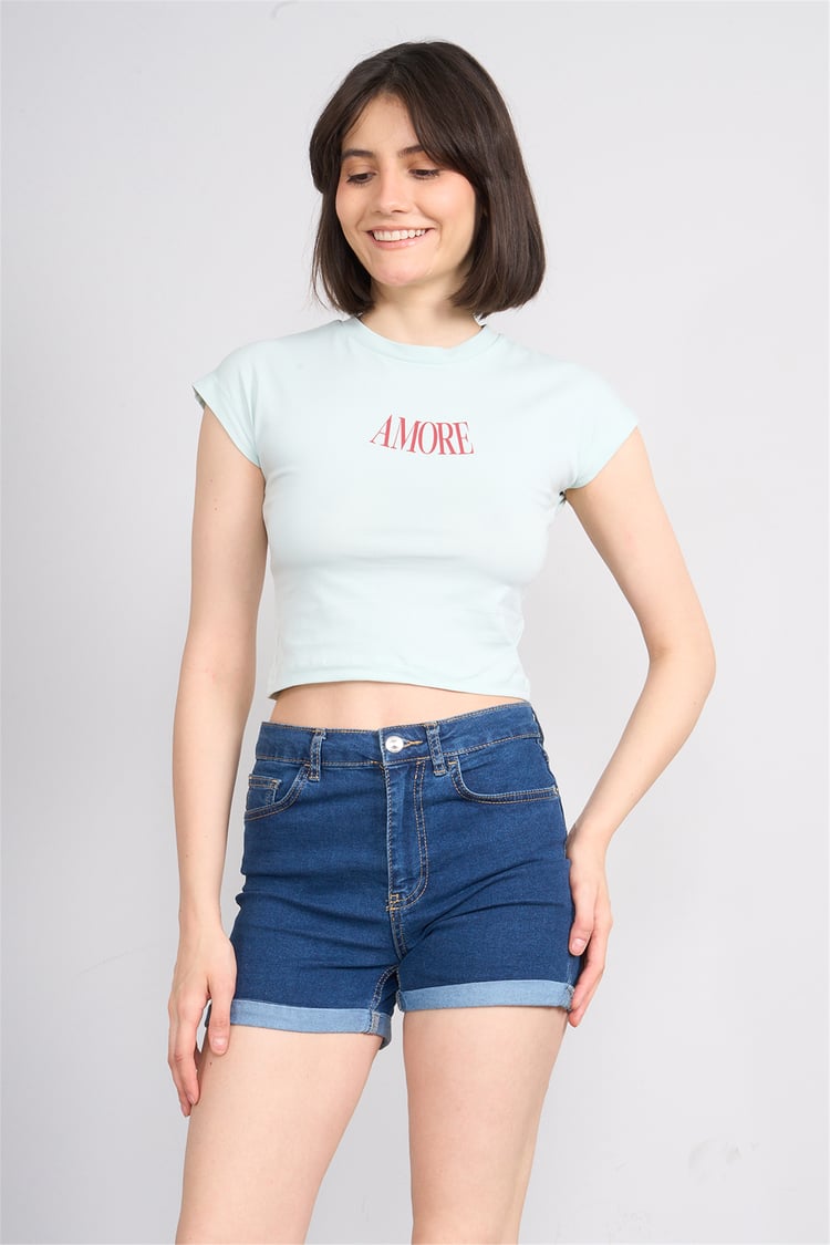C.K Y26 8864 Fithit Byn B.Yk Regular Baskılı T-shirt Cagla