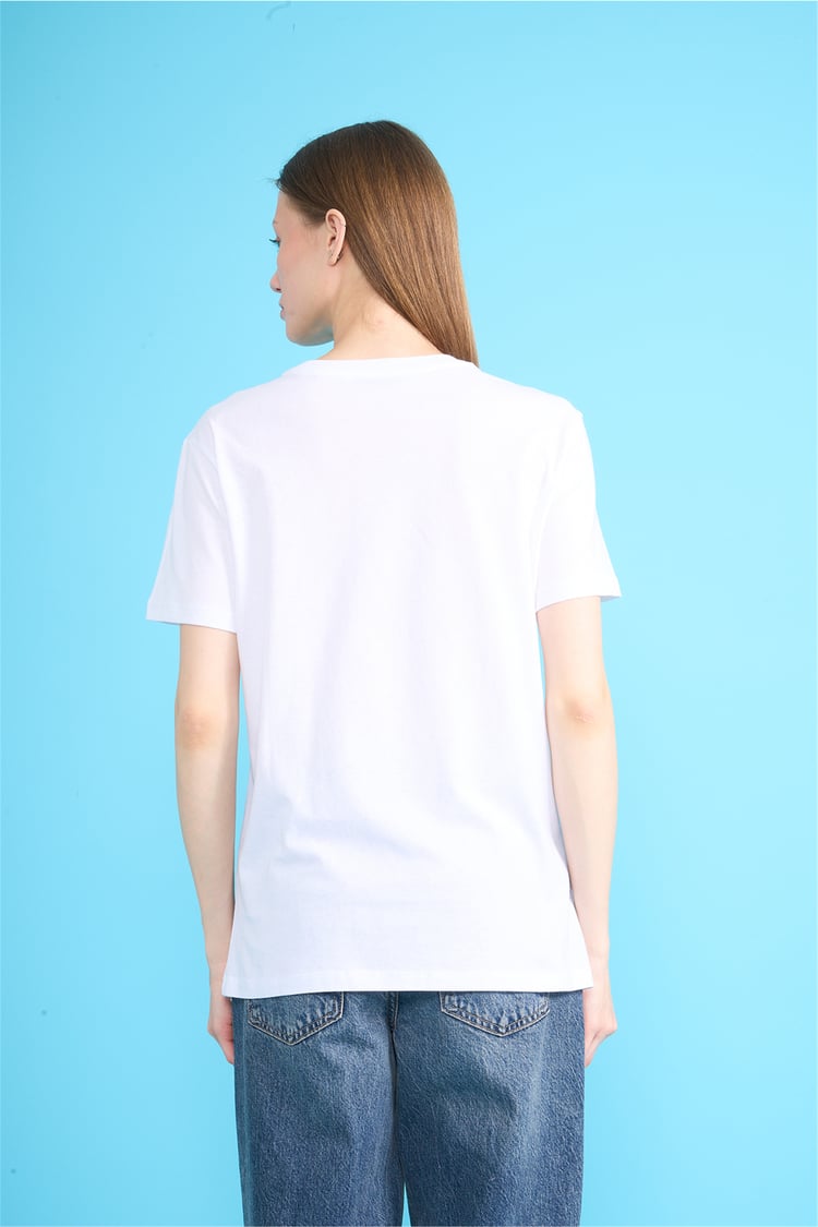 C.K Y26 8903 Fithit Byn B.Yk Regular Nakışlı T-shirt Beyaz